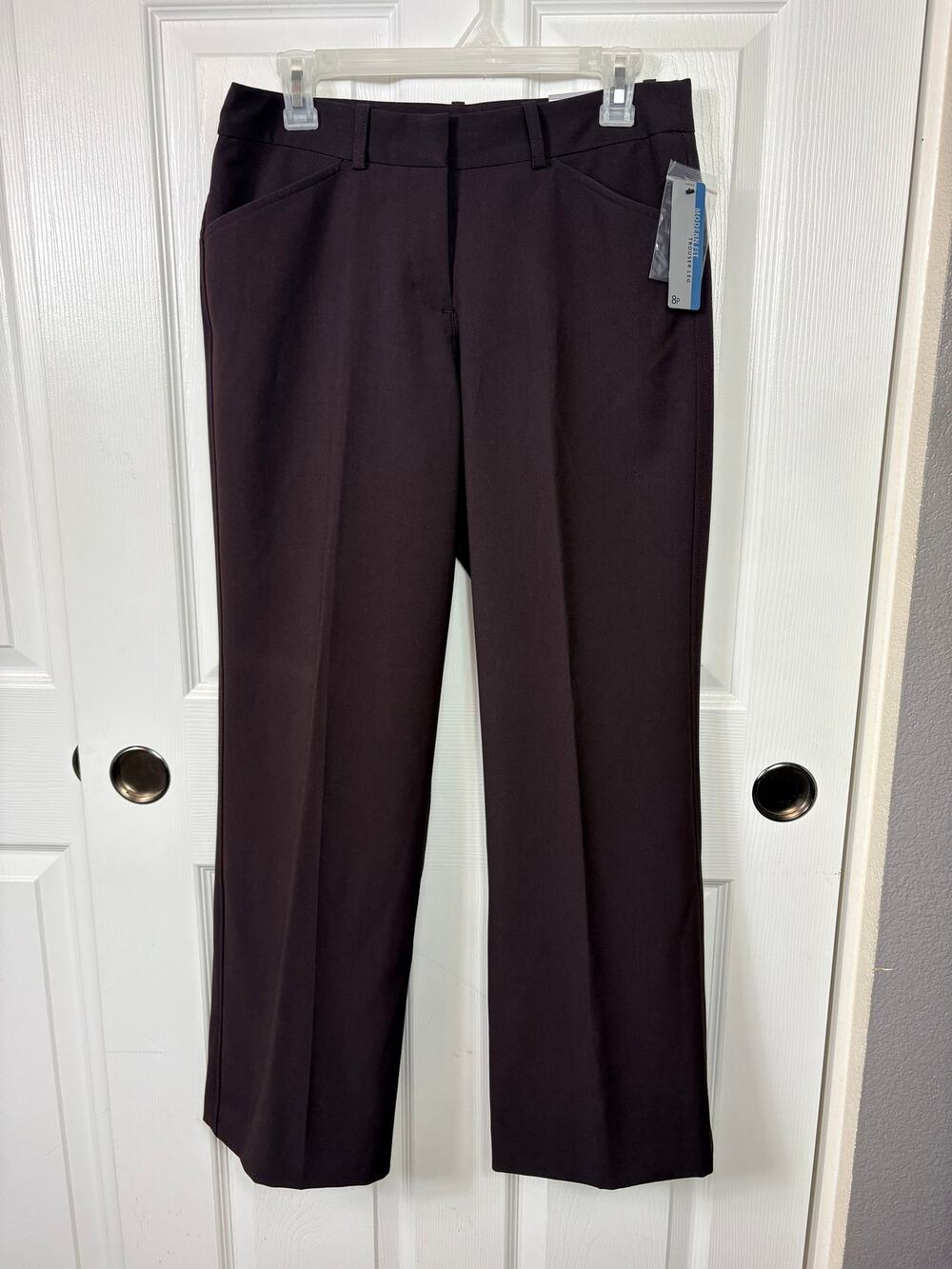 Worthington Modern Fit Trousers Chocolate Brown Mid-Rise Size 8P NWT